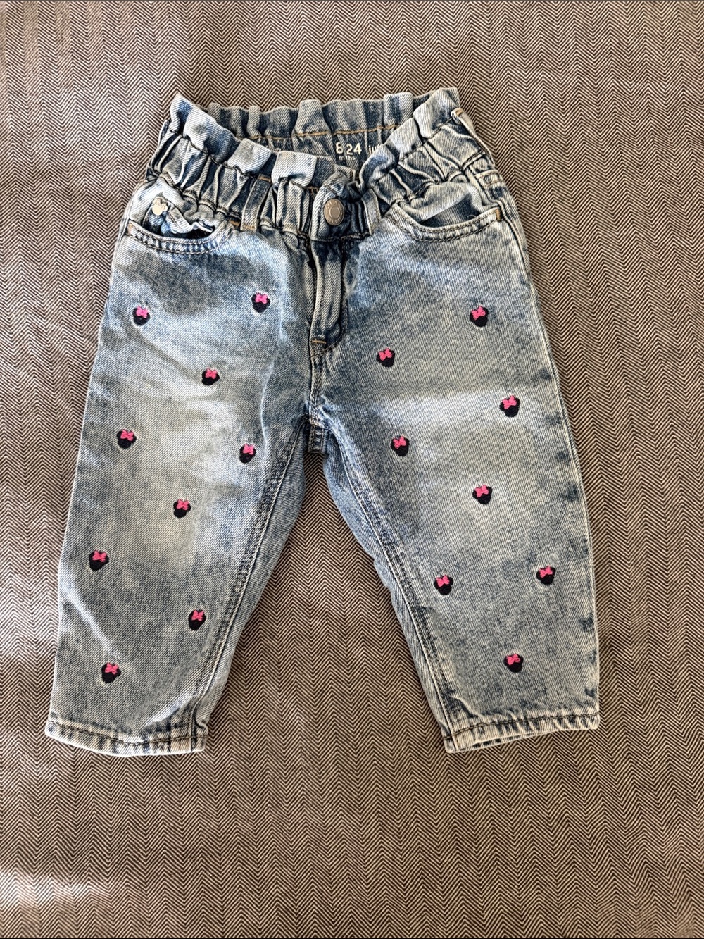 GAP Light Wash Denim Jeans with Pink Heart Embroidery